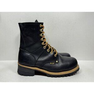 Ad Tec 1428 Classic Black Leather Steel Toe Logger Work Boots Men's Size 11
